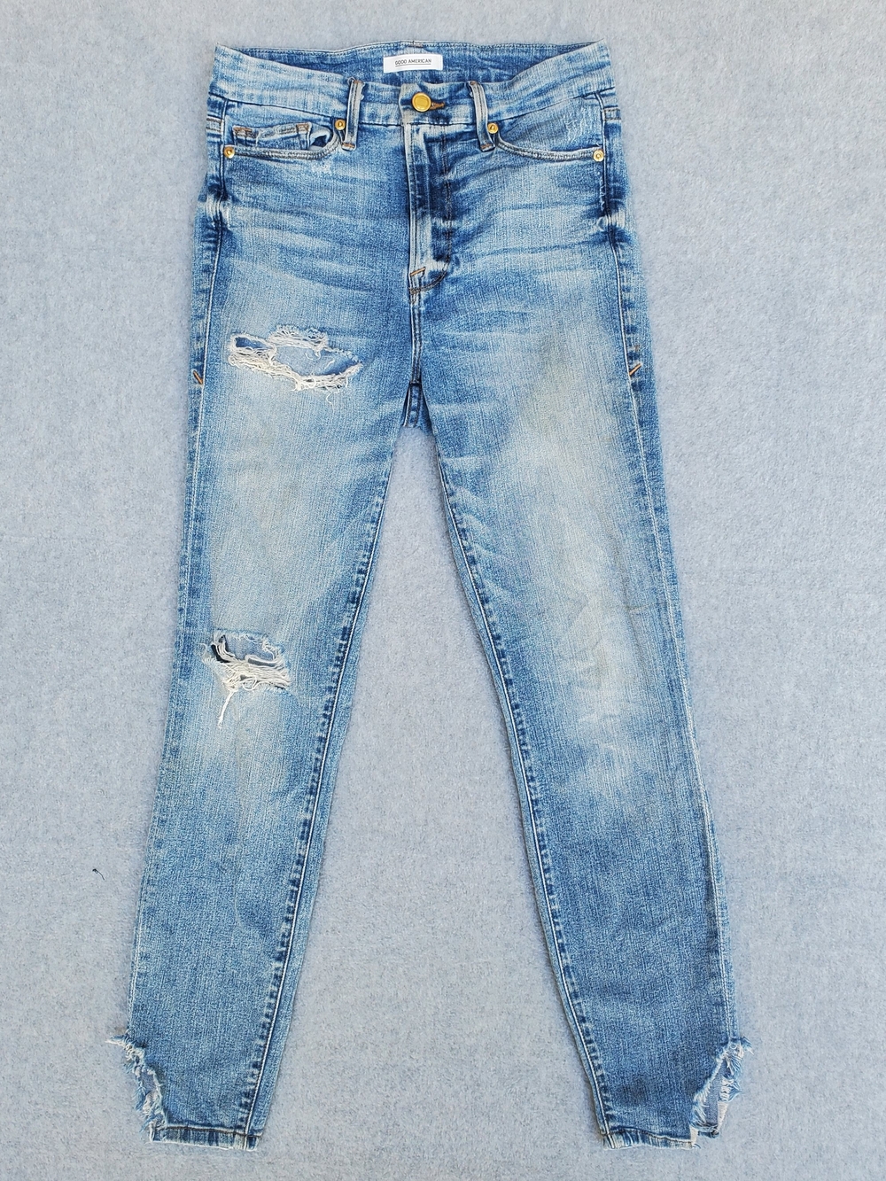 Good American Light Blue Distressed Skinny Jeans